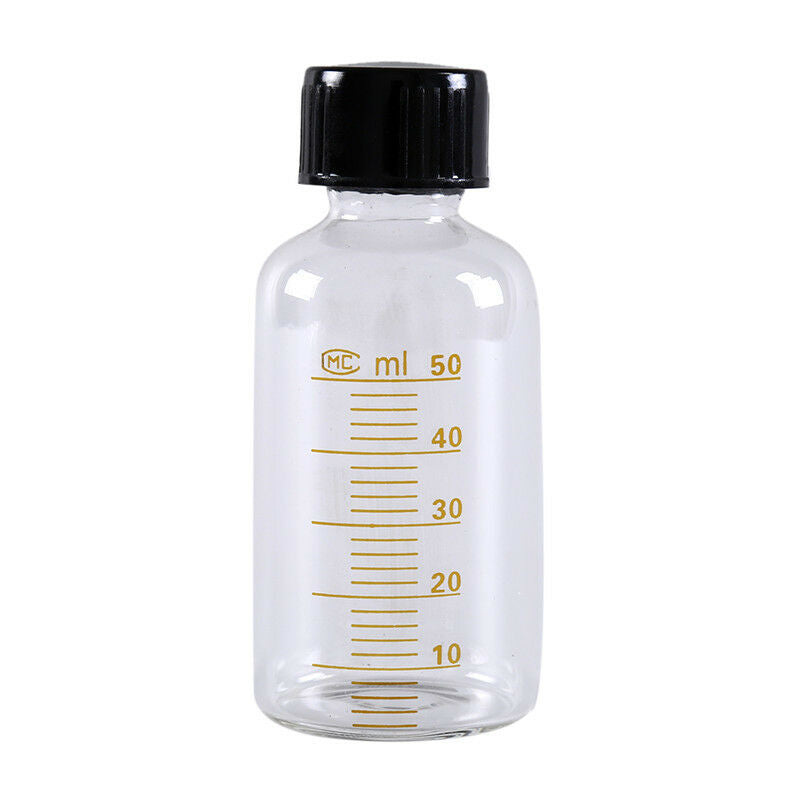 1pcs 50ml Scale lab glass vials bottles clear containers with black screw cap0K