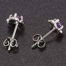 Austrian Crystal Flower Stud Earrings for Women Purple