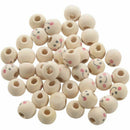 Wooden Round Smile Face Loose Beads 10mm (Pack of Approx. 40pcs) I2C3