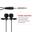 6m /19.68ft Dual-head Lavalier Microphone Professional Lapel Collar Mic