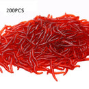 200Pcs Soft Plastic Red Earthworm Fishing Bait Scent Worm Lures Hooks Tack NDR