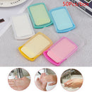 50PCS Disposable Sliding  Box Soap Paper Washing Hand Clean Scented Slice Shee_