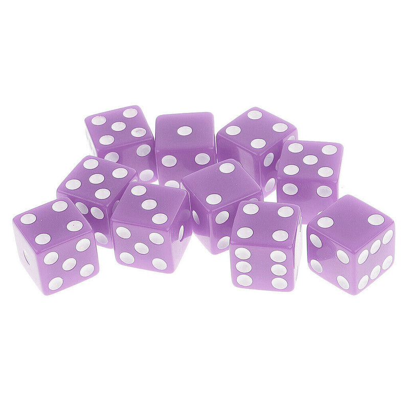 10pcs Plastic Six Sided D6 Dice Digital Dices Kit Party Board Game Dices for