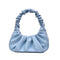 Elegant Pleated Handbag Women Leather Travel Totes Shoulder Bag (Blue)