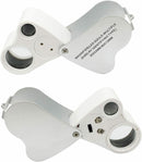 60X 30X Glass Magnifying Magnifier Jeweler Eye Jewelry Loupe Loop With LED Light