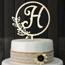 Letter H Initial Wood Cake Topper Wedding Anniversary Birthday Party Decor