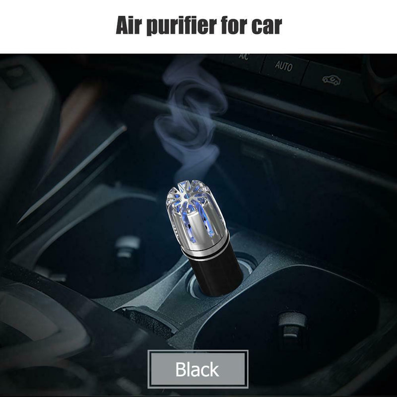 Car Air Purifier Ionizer Air Cleaner Air Freshener Odor Eliminator (Black)