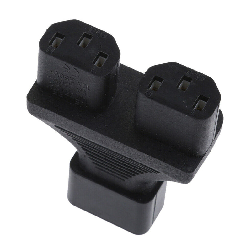 IEC320 C14 Right Angle C13 Male Dual To Female Power Adapter Y Splitter