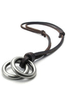 Jewelry Men's Ladies Necklace, Ring Pendant with Brown Leather Chain, Brown