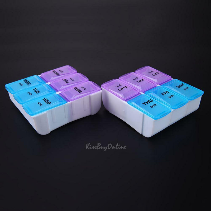 14 Slot 7 Day Pill Organizer Box Weekly Case Holder Travel Medication Reminder