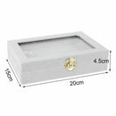 Velvet Glass Ring Earring Jewelry Display Organizer Box Tray Holder Storage B3B2