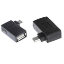 2 Packs 90 degree Right&Left Angle Micro USB 2.0 OTG Host Adapter w/ USB Power