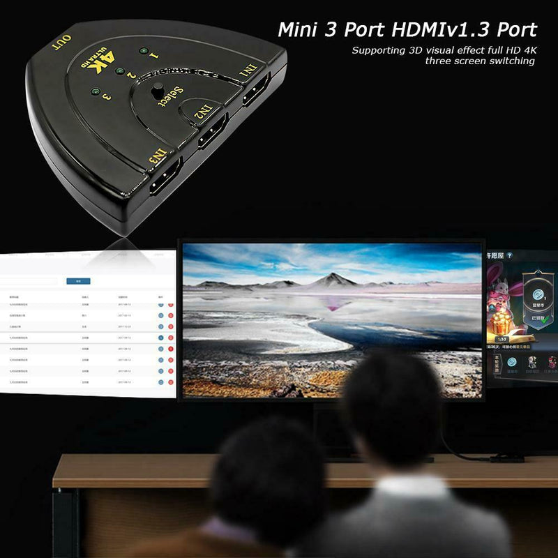 Mini 3 Port 4Kx2K HDMI Switcher 3 Input 1 Output Video Splitter Converter