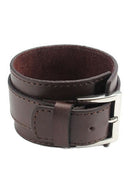 Jewelry Mens Women's Bracelet, Wide Leather Bracelet, Buckle, Brown