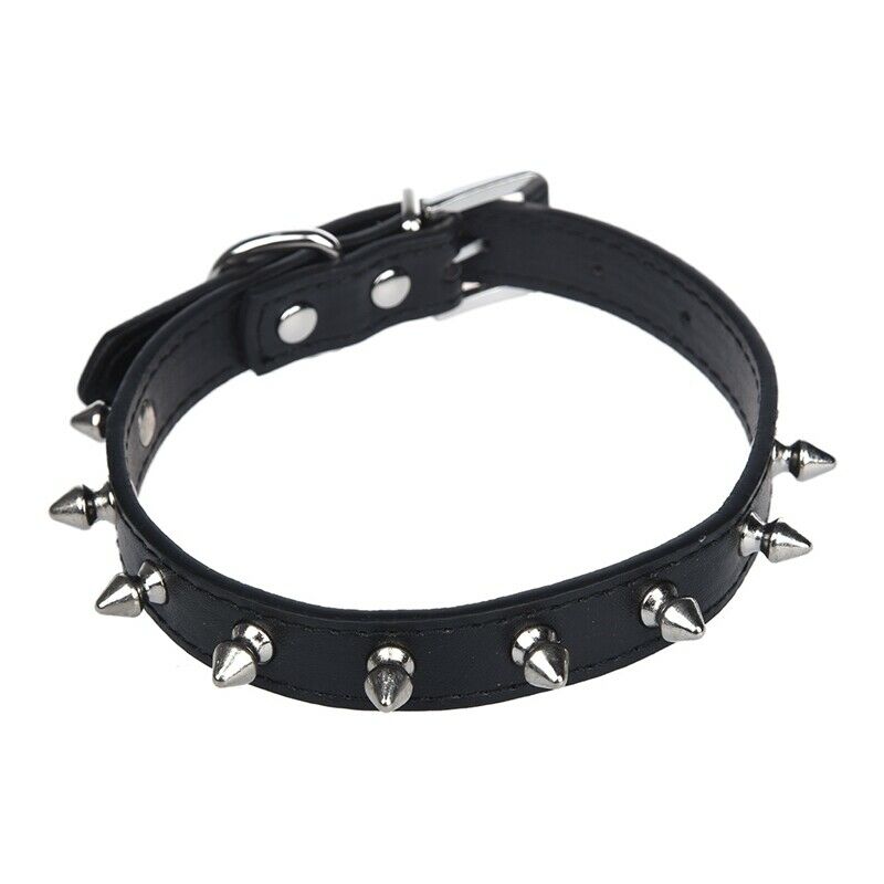 Dog Collars Studded Collar PU Leather Black Size M