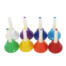 8pcs Hand Bells Set, Colorful Percussion 8 Note Diatonic Hand Bell Kit for