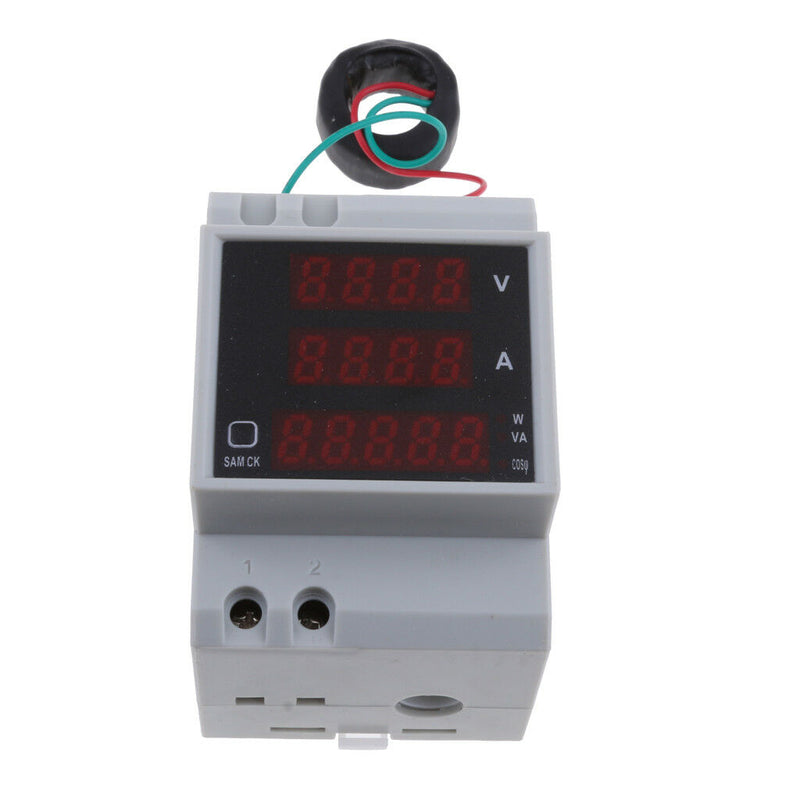 Multifunction Din Rail Digital AC Voltmeter Ammeter Wattmeter 200-450V 100A