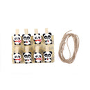 8pcs/lot Cartoon panda Wood Clip Photo Paper Clip Craft Decor + Hemp Rope BX