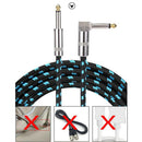 Guitar Cable 10FT Right Angle 6.35mm to Straight Plug Keyboard Audio Cord,