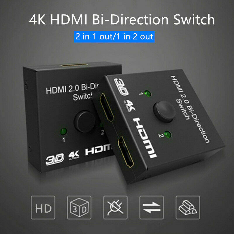 HDMI 2.0 HDTV Cable Switch Switcher Splitter Bi-Direction Hub HDCP 2x1 1x2 New