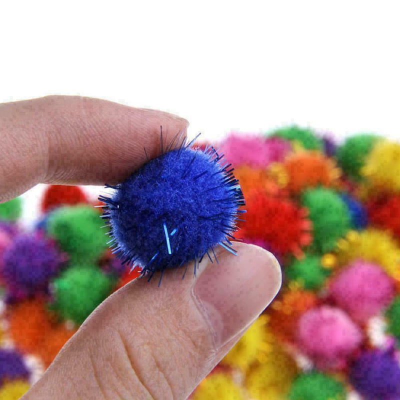 Lot 100pcs Glitter Tinsel Pompom Balls Small Ball Cat Toys pet Puppy Making A0I6