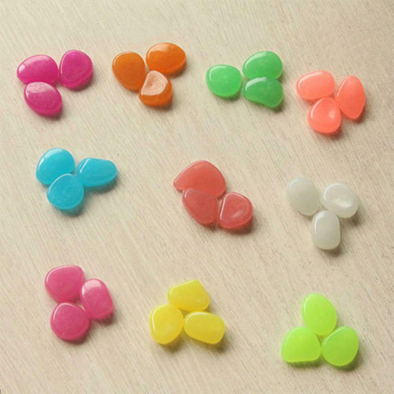 100pcs Glow in The Dark Stones FISH TANK AQUARIUM Pebbles Rock Garden Road asd