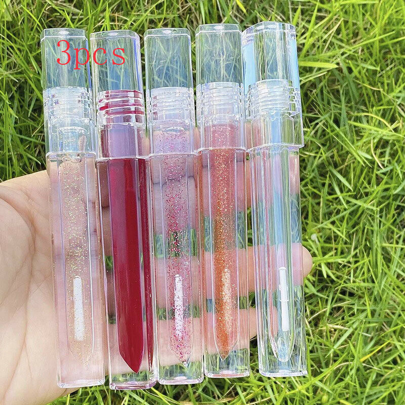 3 Pcs 5ml Empty Clear Lip Gloss Tubes Bottle Makeup Containers Refillable
