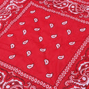 Red bandana scarf with square black white paisley pattern on both sides (Re E1M8