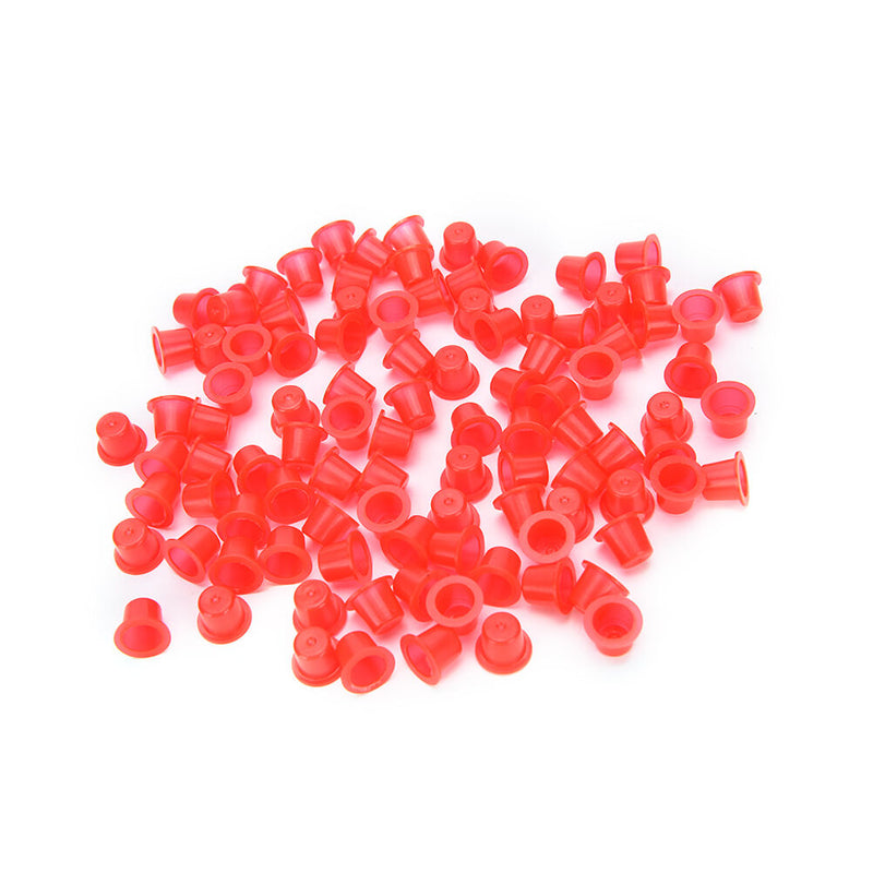 100x Small Plastic Tattoo Ink Cups Caps Holder Pigment Supplies Bj