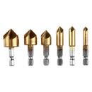 6pcs HSS Chamfer Drill Bit Hex Shank 90 Degree 6mm-19mm Countersink Chamfer