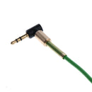 3.5mm Auxiliary Audio Male to Male Cable 90 Degree Right Angle Line Green
