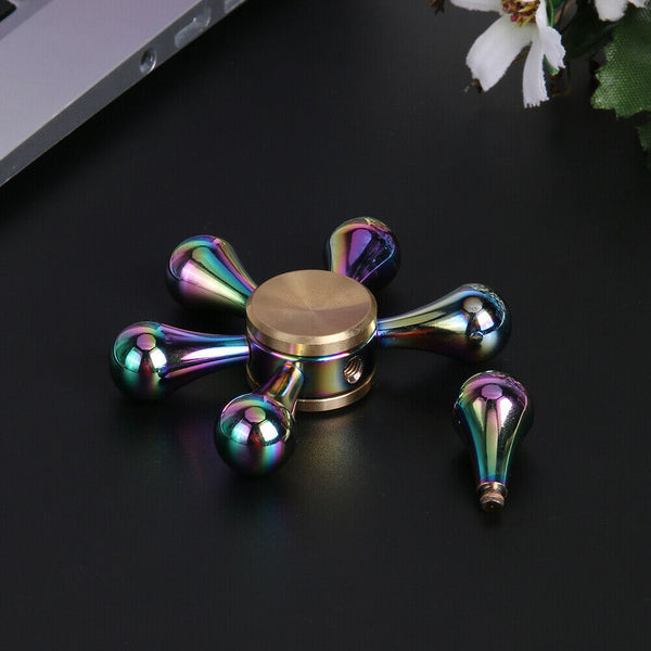 R188 +10 Steel Beads Dazzle Waterdrop fingertips Gyro Alloy Spinning Top #gib
