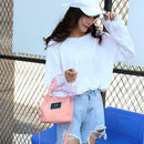 Letter Print Shoulder Bucket Handbags Women Canvas Crossbody Bags (Pink)