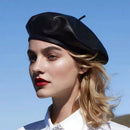 Pu Leather Beret Woman Flat Top Hat Autumn and Winter Beret Painter Hat Pum Z9X6
