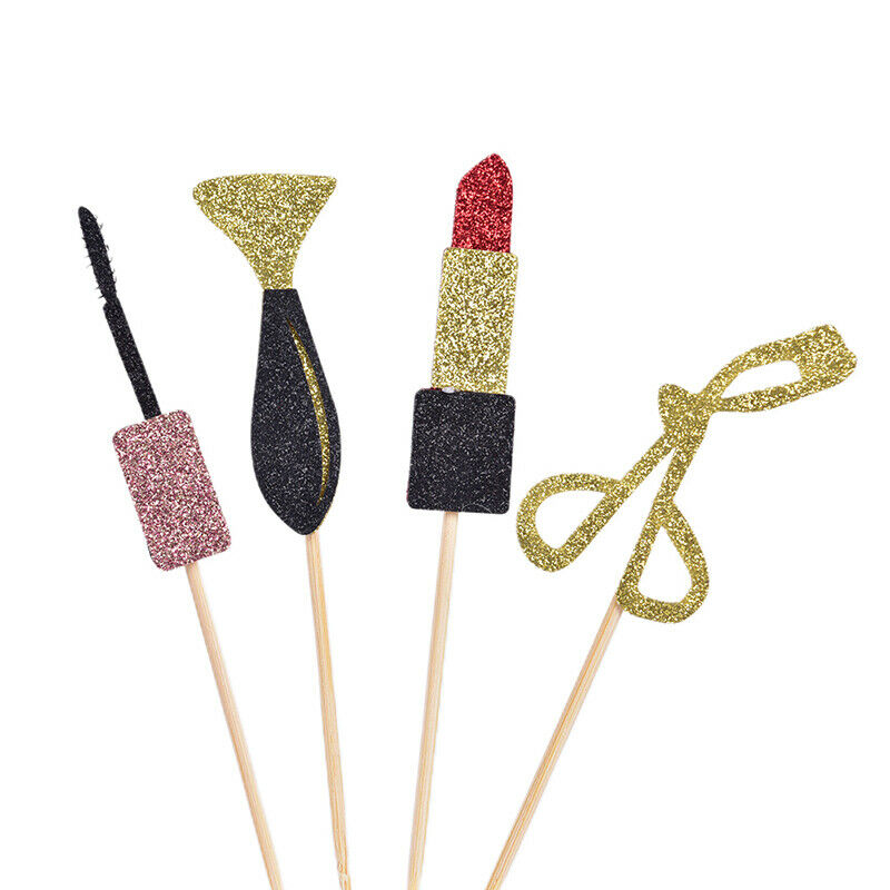 1 Set Lipsticks & Eyeshadow Box Cake Toppers Party Cupcake Flag Cake Decorati Gw