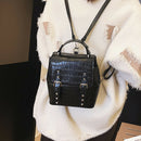 Fashion Small Shoulder Bag Pu Leather Ladies Backpack Stone Retro Bag Femal