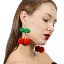 Cute Women Girl Cherry Pom Pom Ball Drops Earrings Women Jewelry Dangl