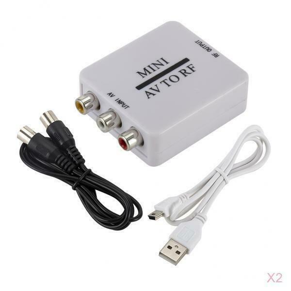 2Pc Rca Cvsb AV To RF Adapter 67.25Mhz 61.25Mhz Video Audio TV Signal