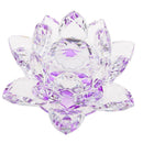 4" Crystal Glass Lotus Flower with Gift Box Feng Shui Ornament Decor Purple