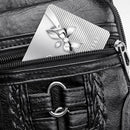Women Soft PU Messenger Bag Multi-layer Shoulder Zipper Phone Pouch (Black)
