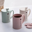 450Ml Wheat Straw Mugs Plastic Coffee Mug Tea Cup With Spoon Lid Handle Cut N8Q7