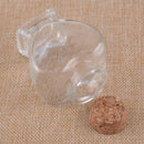 Small Heart Shaped Clear Glass Storage Jars Bottle Container w/ Cork Stopper