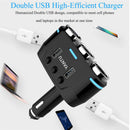 Power Adapter Dual USB Car Charger DC 12V 3Way Cigarette Lighter Socket Splitter