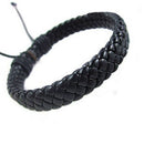 Retro Men Women Leather Black Surfer Wrap Adjustable Bangle Cuff Rope Bracelet