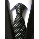 New Classic Striped Black White JACQUARD WOVEN Silk Men's Tie Necktie