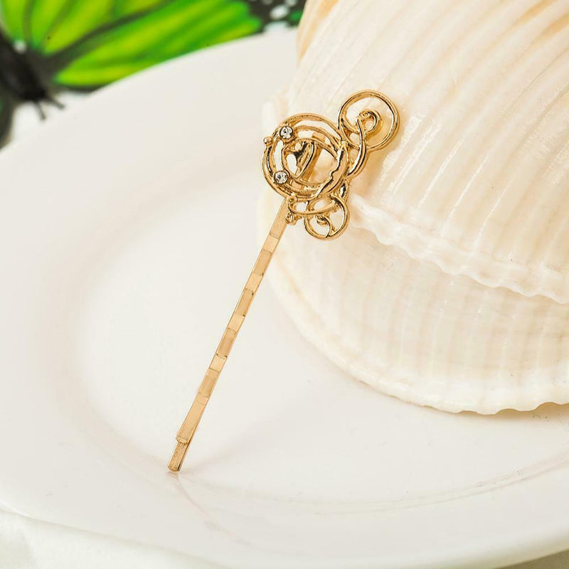 Hollow Hair Clip Hairpin Women Accessory Rhinestone Hairgrip (Pumpkin Car) A