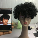 Synthetic Curly Hair Wig Female Short Hair Human Hair Wig Black Natural Vol K4P4