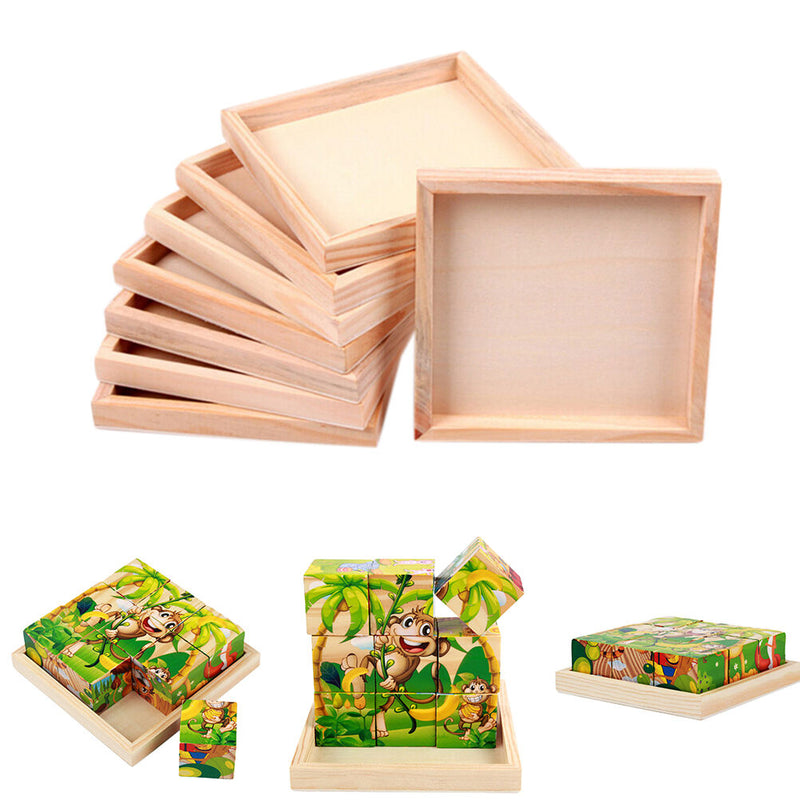 1pc Painting Building Block Wood Pallet Early Educational Wood Tray 12cmX12c Gw