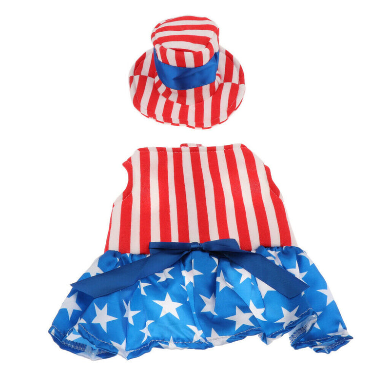 Pet Dog Cat American Flag Party Female Suit Costume Fancy Dress Outfit S
