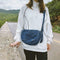 Women Canvas Denim Crossbody Bags Pure Color Flap Shoulder Bag (Dark Blue)